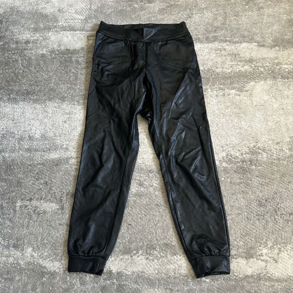 Commando Joggers Womens Small Faux Vegan Leather Pull On Pants Black Pockets - Picture 1 of 10